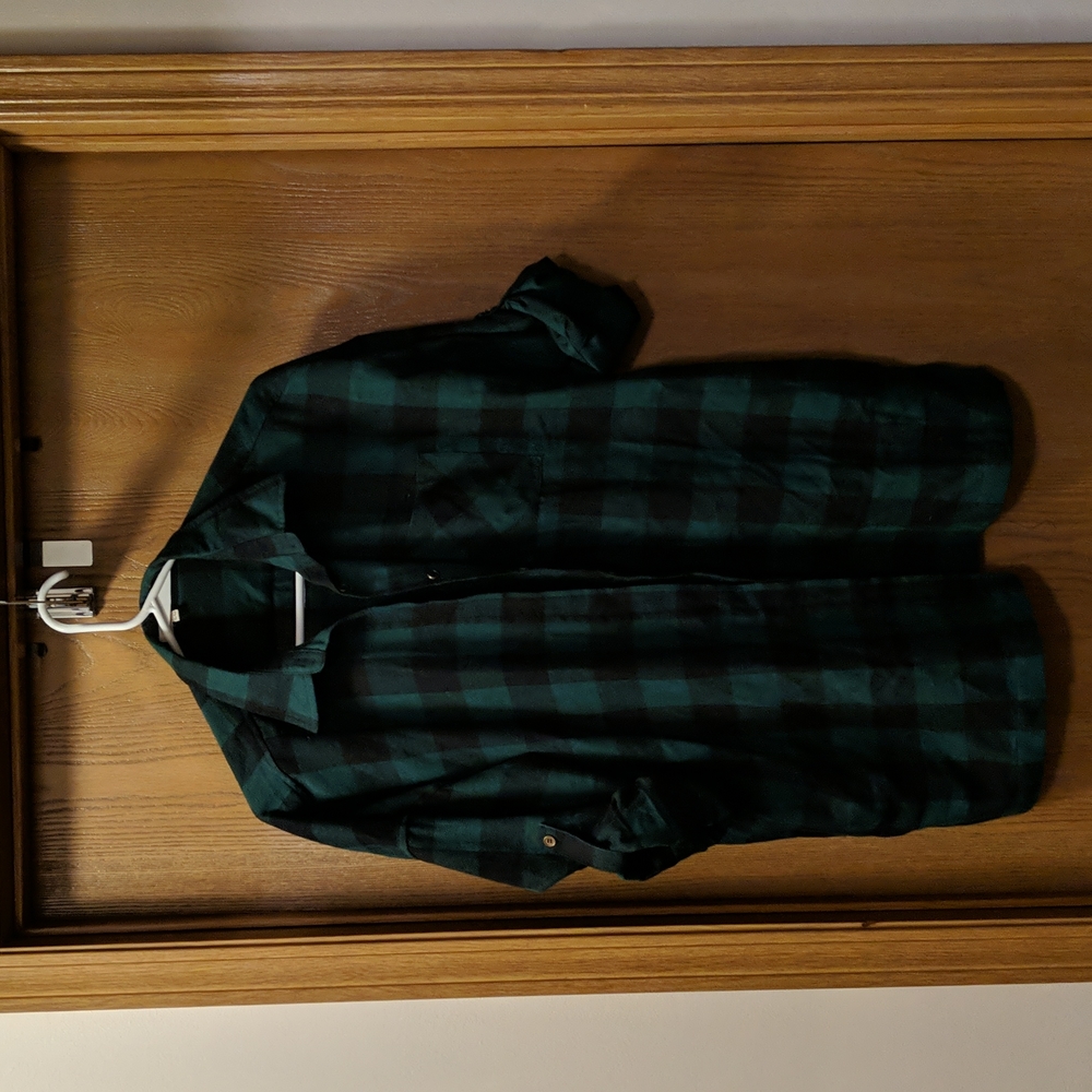 AXIS apparel green and black plaid shirt